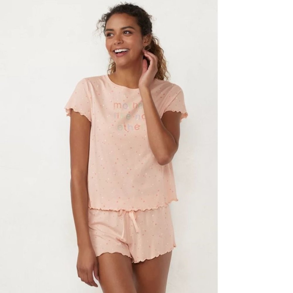 Womens Pajamas Pink Small Mother Like No Other Top & Shorts Lauren Conrad Summer